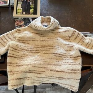 Banana Republic Striped Cream and Brown Cowl Sweater
